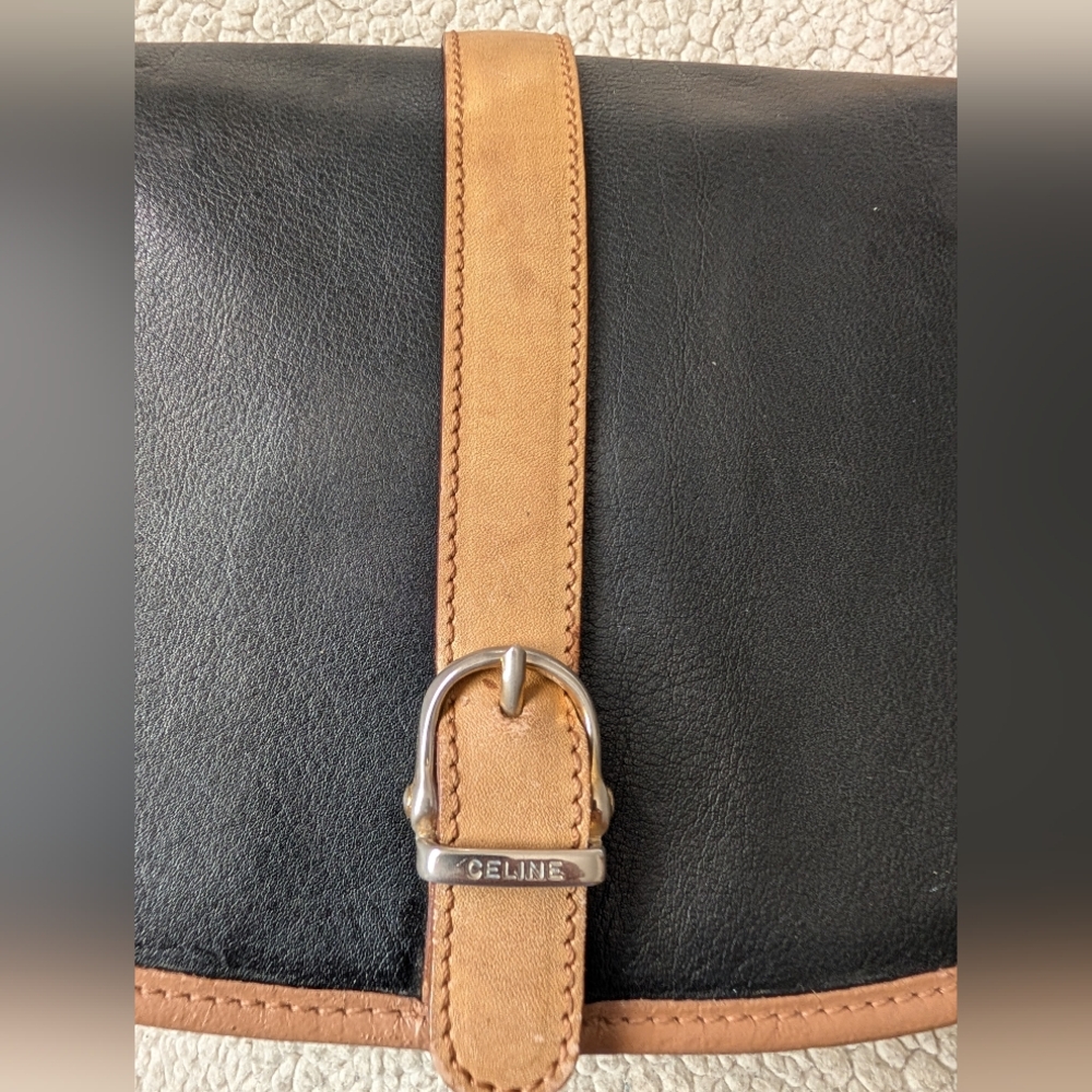 Celine Black and Tan Leather Crossbody Bag - Picture 7 of 16